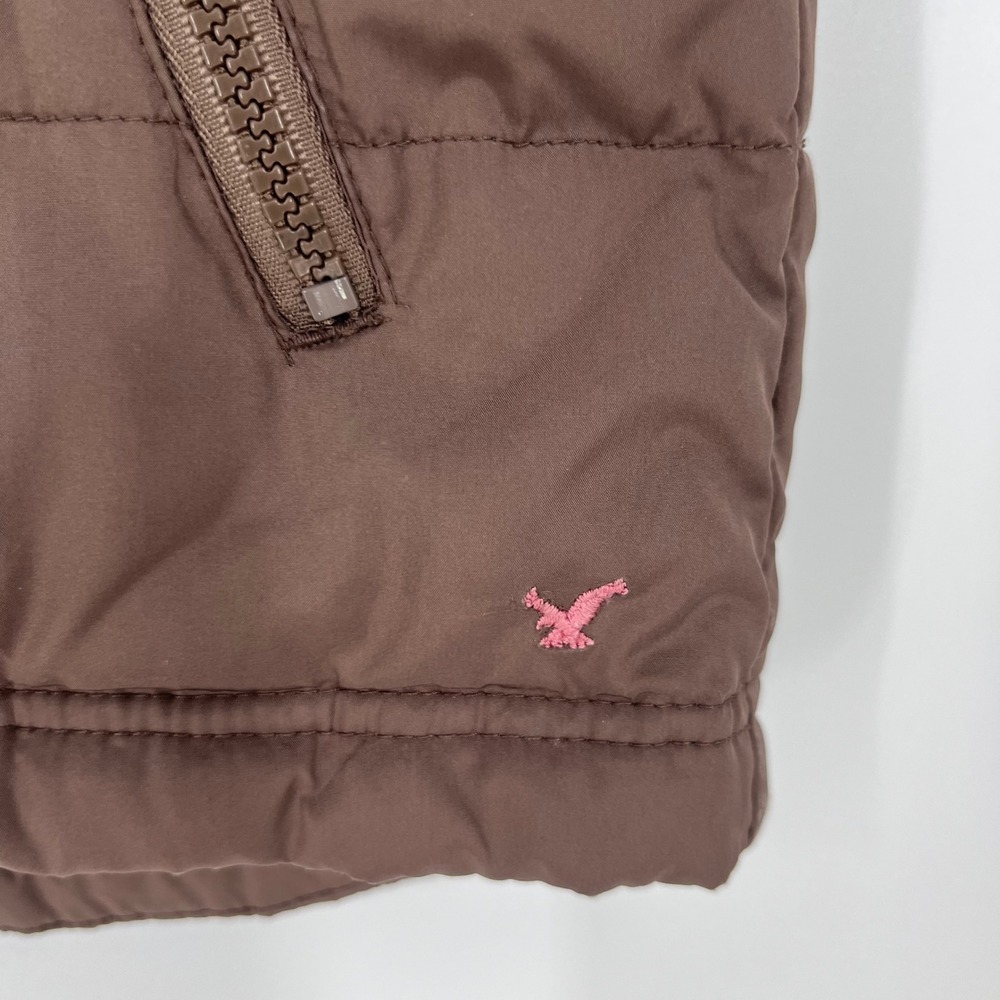 American Eagle Puffer Vest Women Medium Brown Quilted Full Zip Gorpcore Layering - Picture 3 of 8